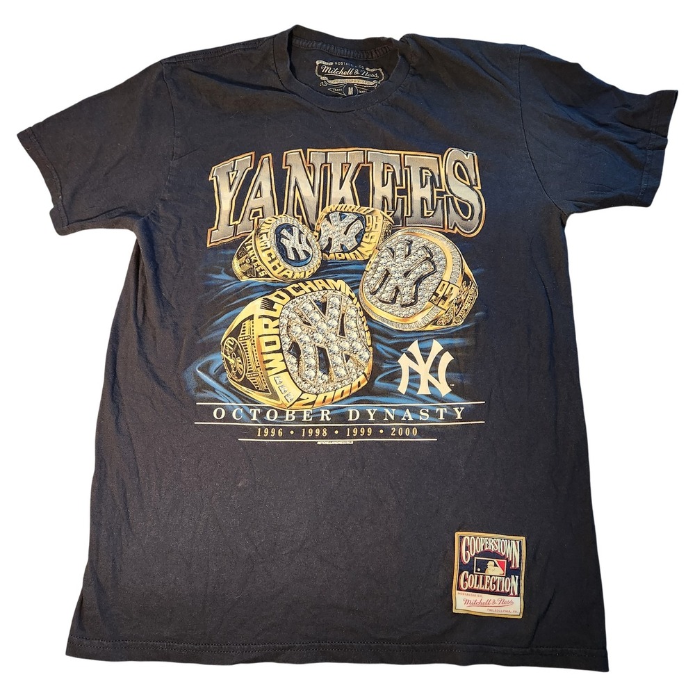 Vintage New York Yankees Shirt Mens Medium Blue MLB Baseball October Dynasty 90s